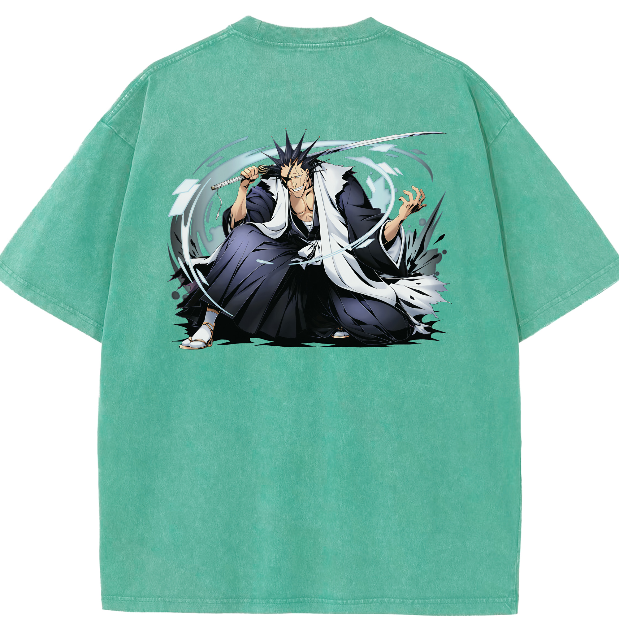 （画像用） ブリーチ ざらき けんぱち BLEACH Zaraki Kenpachi 綿100% ヴィンテージ風 半袖Tシャツ（背面プリント）